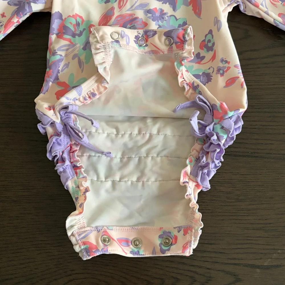 RuffleButts Long Sleeve Princess Meadow One Piece Rash Guard NWOT